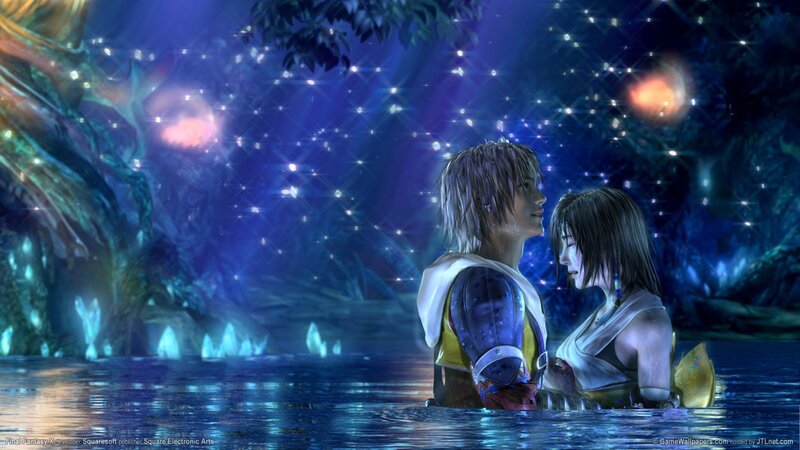 Two Characters in Water — Blue, Serene, Night