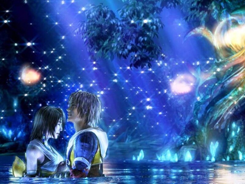 Two Characters in Water — Blue, Serene