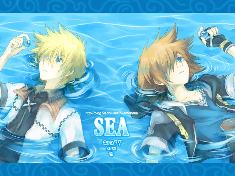 Two Characters in Water — Blue