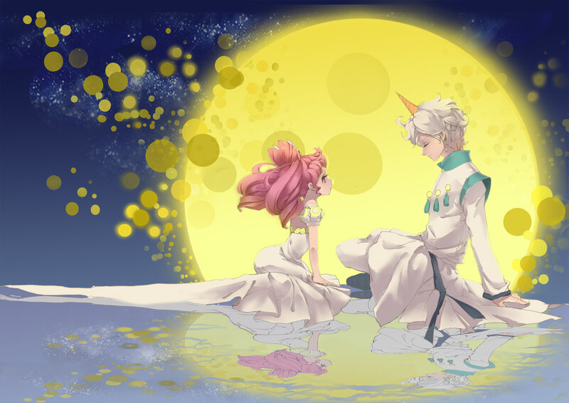 Two Characters in White Robes — Yellow
