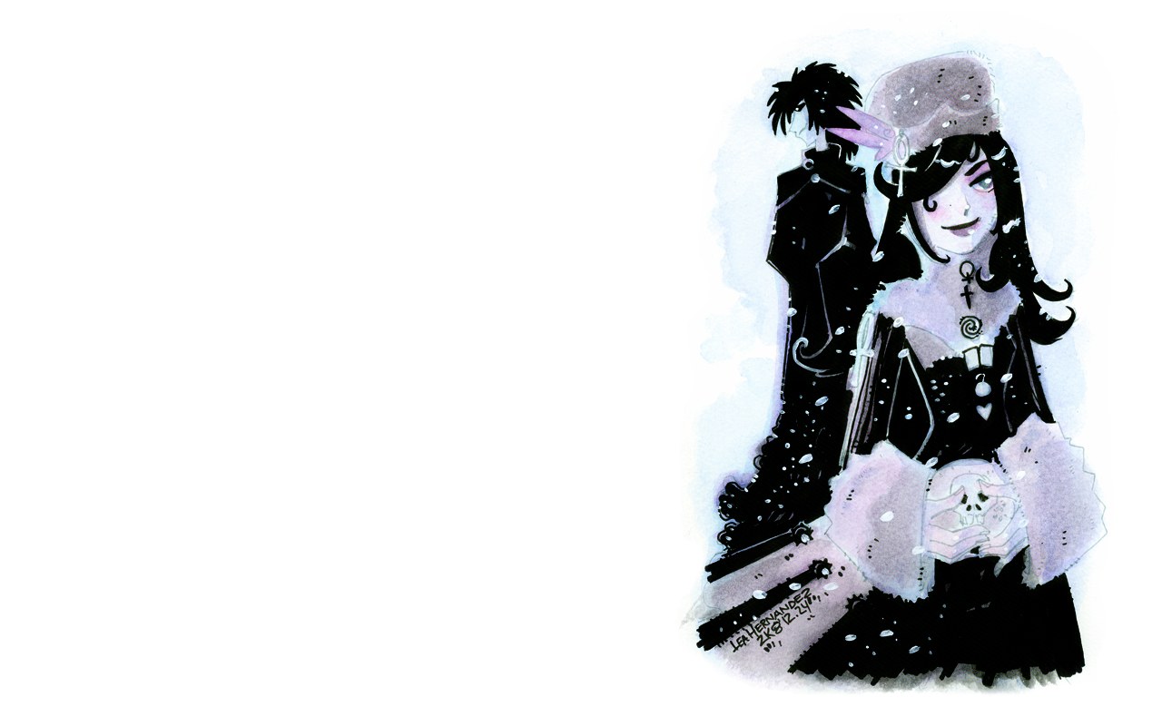 two characters in winter attire
