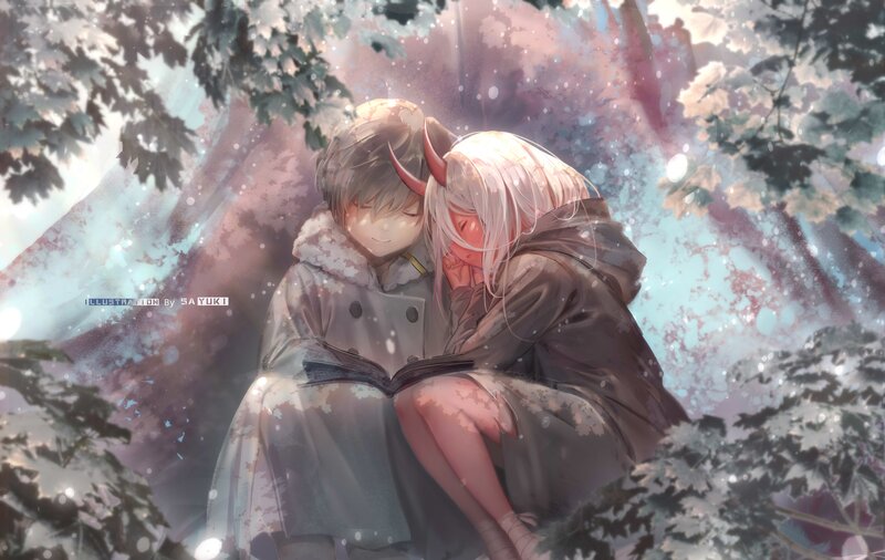 Two Characters in Winter — White, Serene, Digital Art