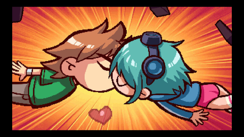 two characters kissing