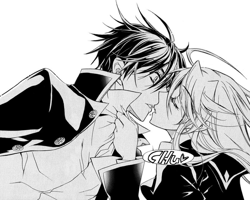 Two Characters Kissing — Black, Dramatic, Manga, Manga Panel
