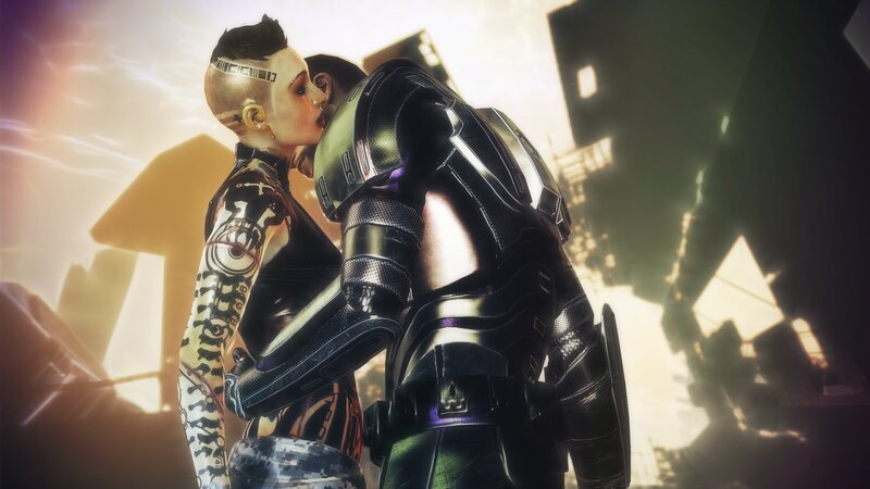 Two Characters Kissing — Black, Dramatic, Sunset