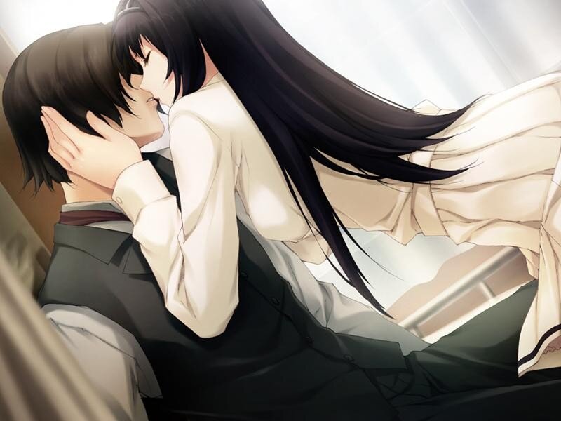 Two Characters Kissing — Black, Intimate, Morning