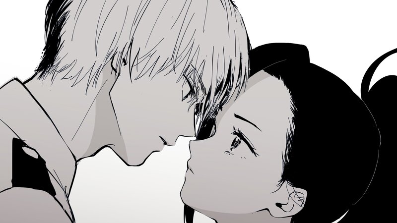 Two Characters Kissing — Black, Intimate