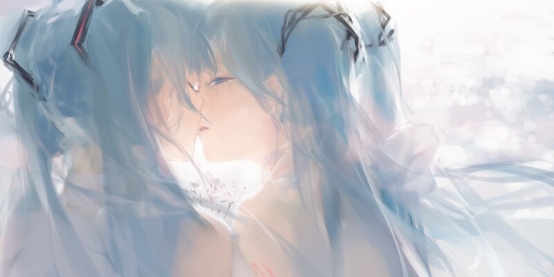 Two Characters Kissing — Blue, Serene
