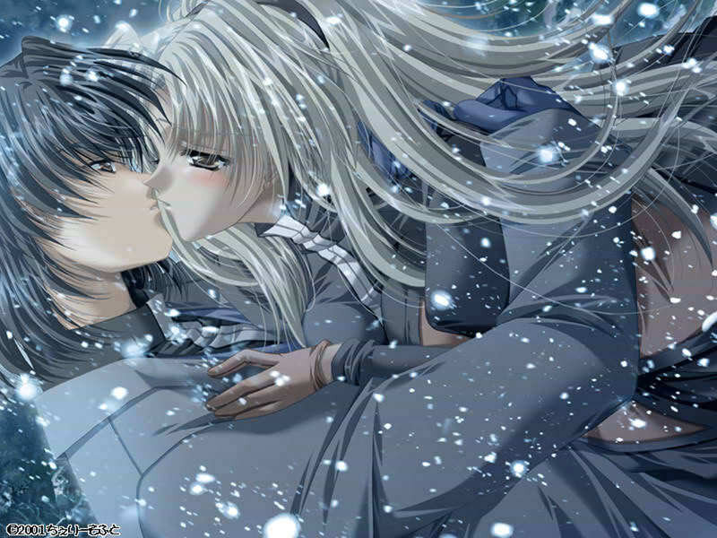 Two Characters Kissing — Gray