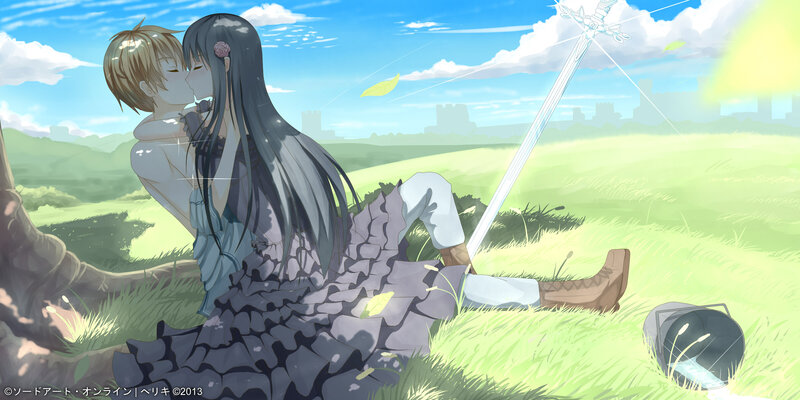Two Characters Kissing — Green, Serene