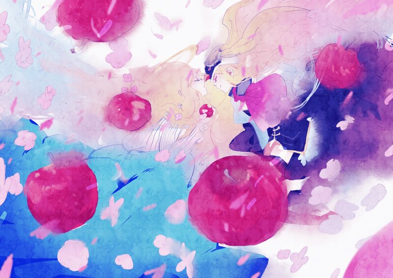 Two Characters Kissing — Pink, Dreamy