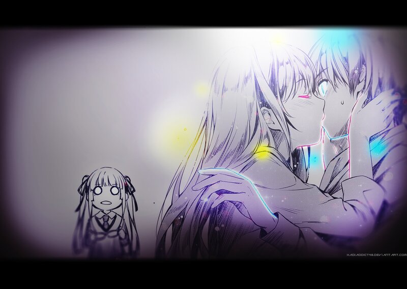 Two Characters Kissing — Purple, Dramatic, Anime