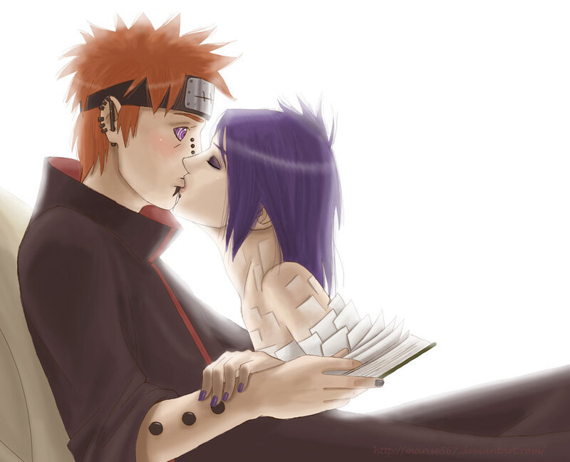 Two Characters Kissing — Purple, Intimate