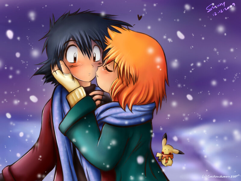 Two Characters Kissing — Purple, Romantic