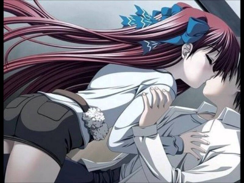 Two Characters Kissing — White, Intimate, Anime