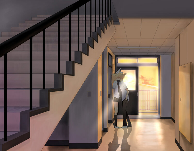 Two Characters Kissing — Yellow, Romantic