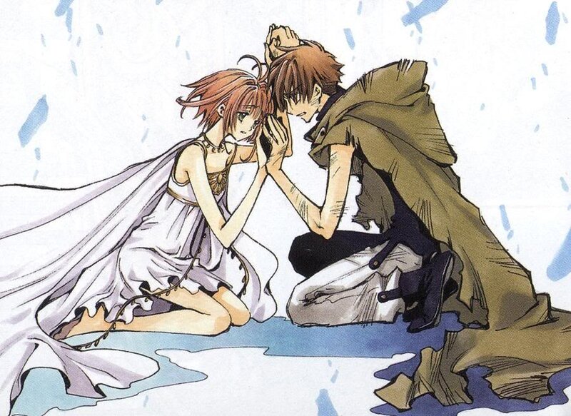 Two Characters Kneeling — White
