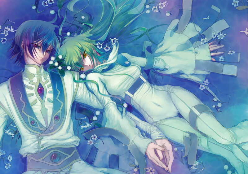 Two Characters Lying Down — Blue, Serene