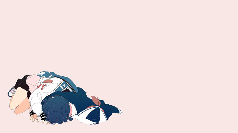 Two Characters Lying Down — Pink, Calm