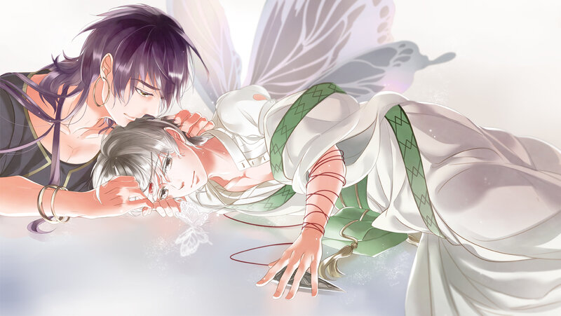 Two Characters Lying Down — White, Serene