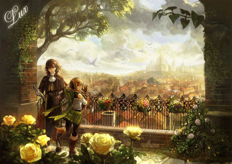 Two Characters on a Balcony — Yellow