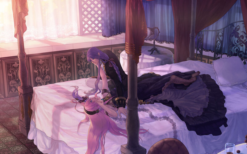 Two Characters on a Bed — Purple