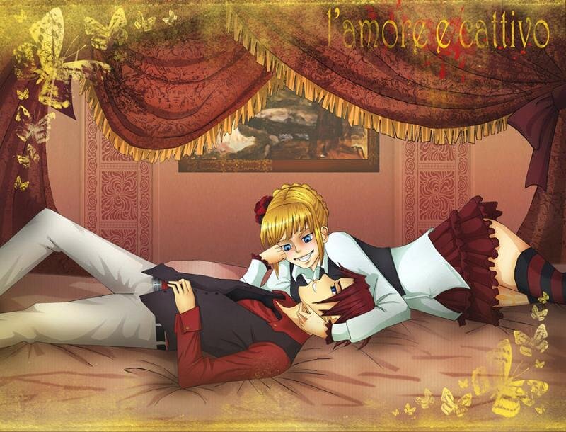 Two Characters on a Bed — Red