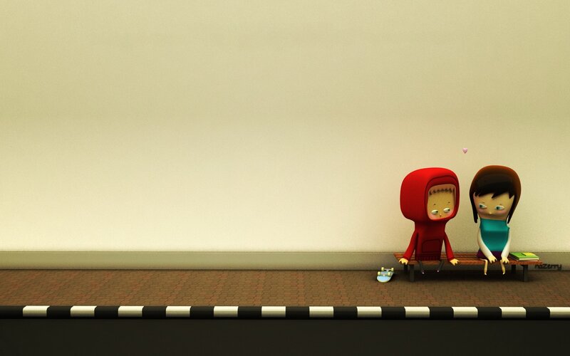 Two characters on a bench