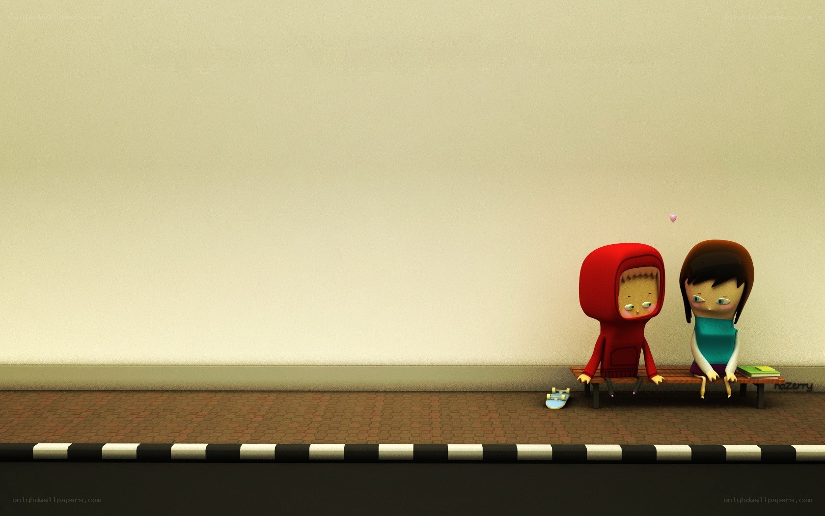 Two characters on a bench