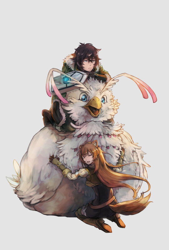 Two Characters on a Bird — White