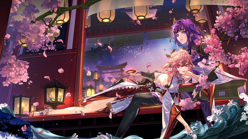 Two Characters on a Boat — Pink