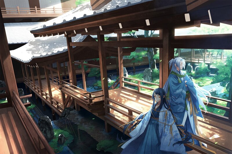 Two Characters on a Bridge — Blue