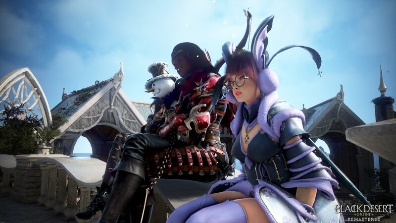 Two Characters on a Bridge — Purple, Serene