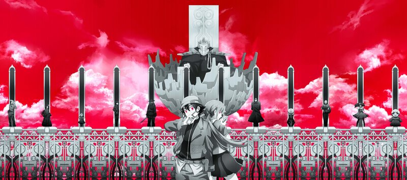 Two Characters on a Bridge — Red, Dramatic