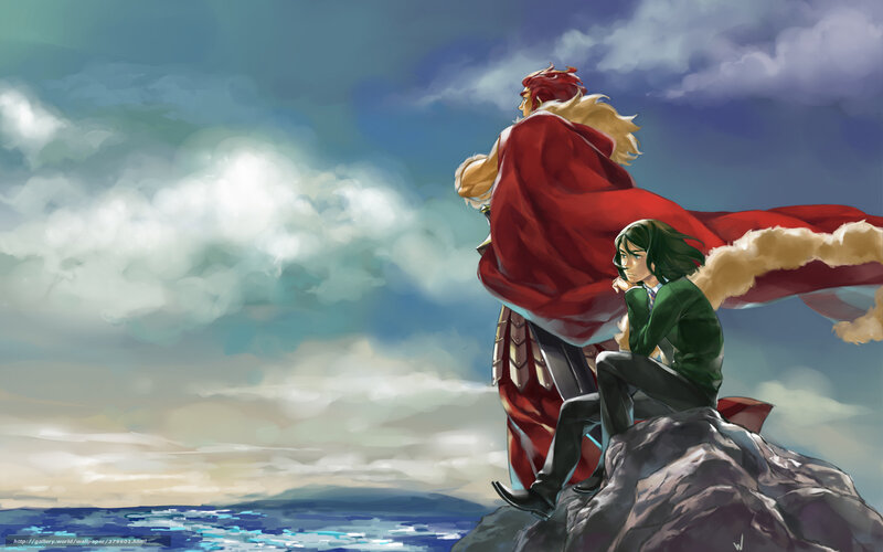 Two Characters on a Cliff — Blue, Dramatic