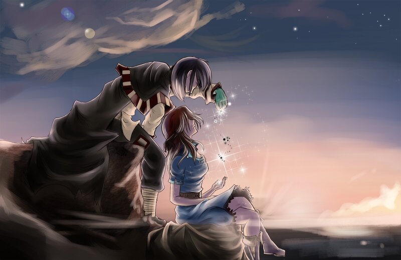 Two Characters on a Cliff — Blue