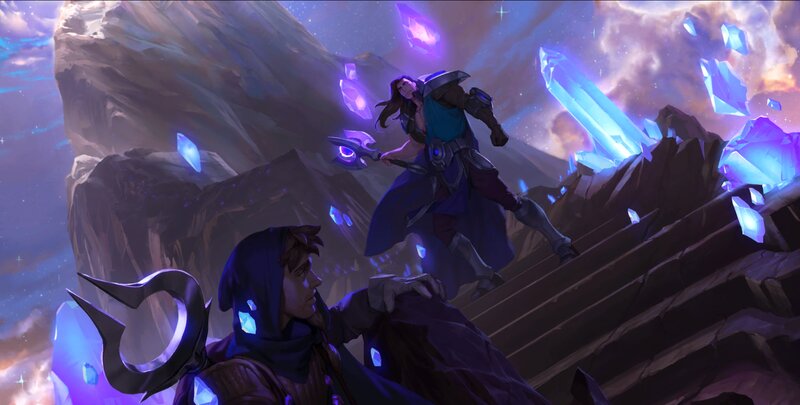 Two Characters on a Cliff — Purple, Dramatic, Night