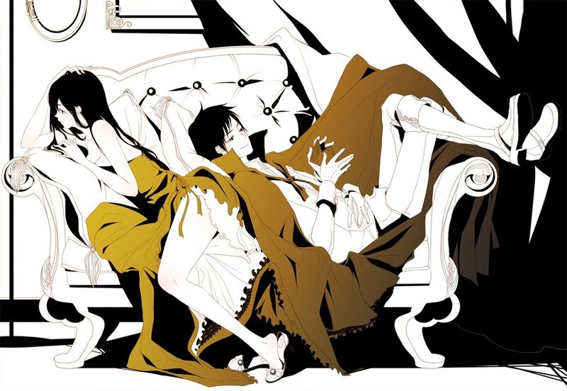 Two characters on a couch