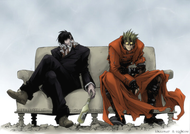 Two characters on a couch