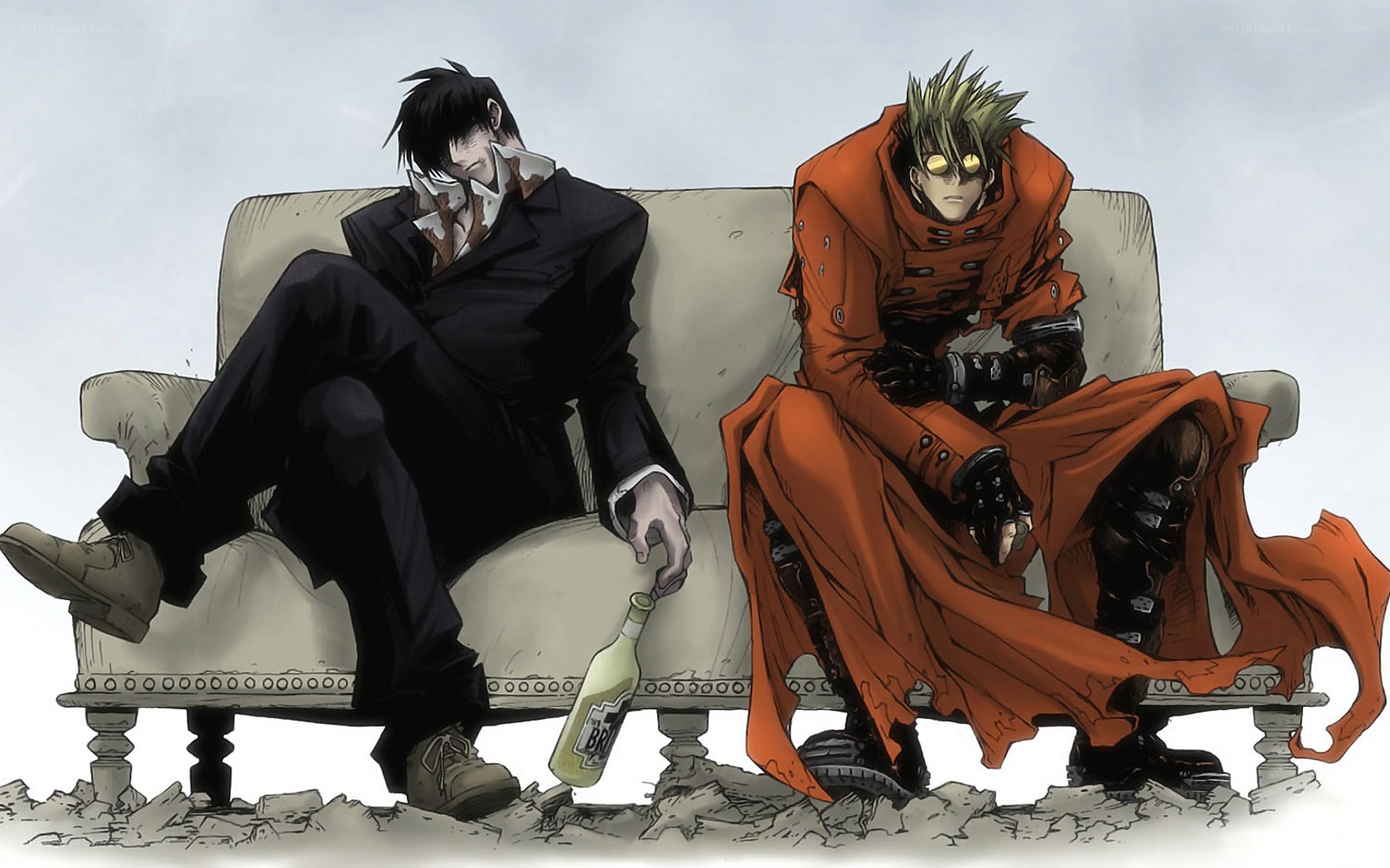 Two characters on a couch