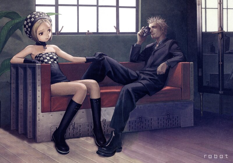 Two Characters on a Couch — Black, Calm