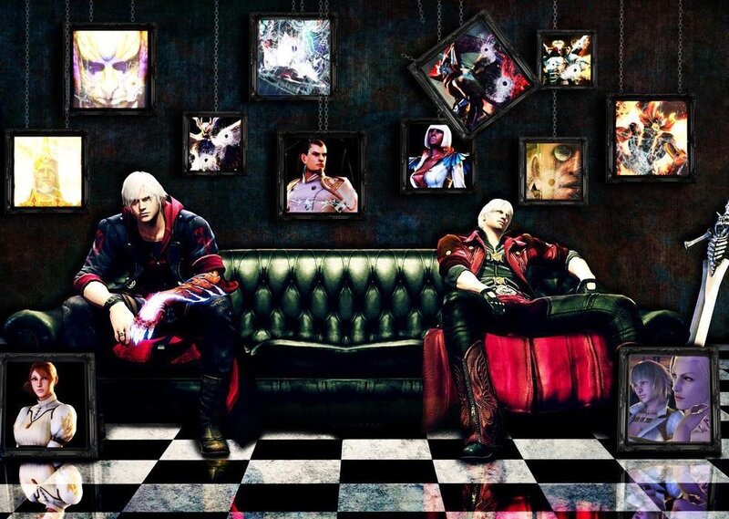 Two Characters on a Couch — Black, Dramatic, Digital Art