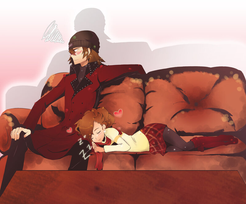 Two Characters on a Couch — Red