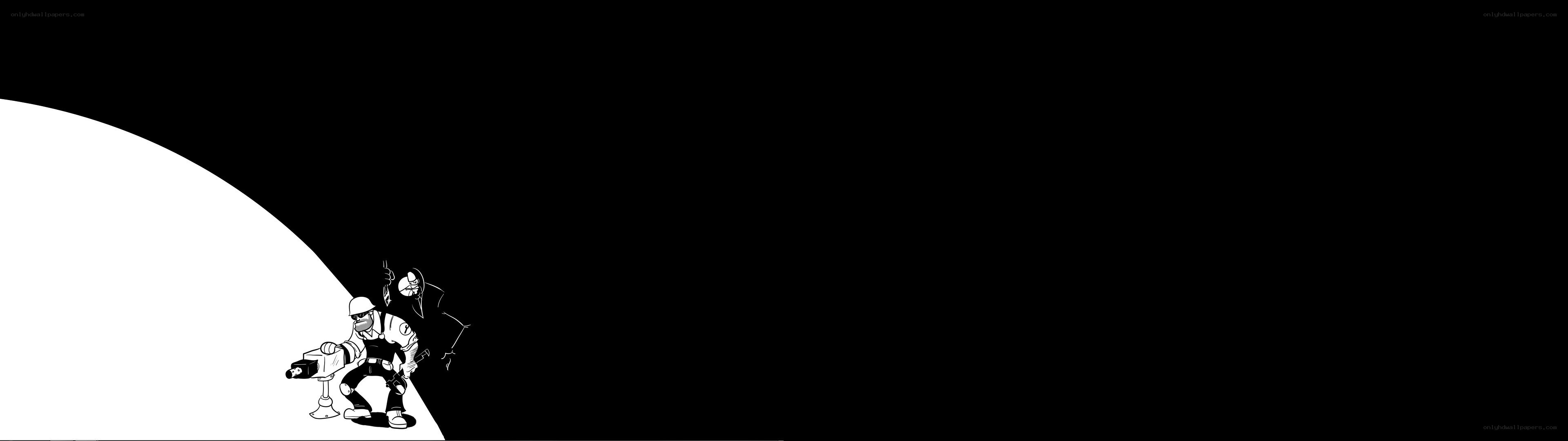 two characters on a curved surface
