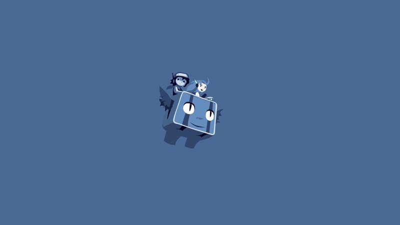 Two Characters on a Flying Box — Blue