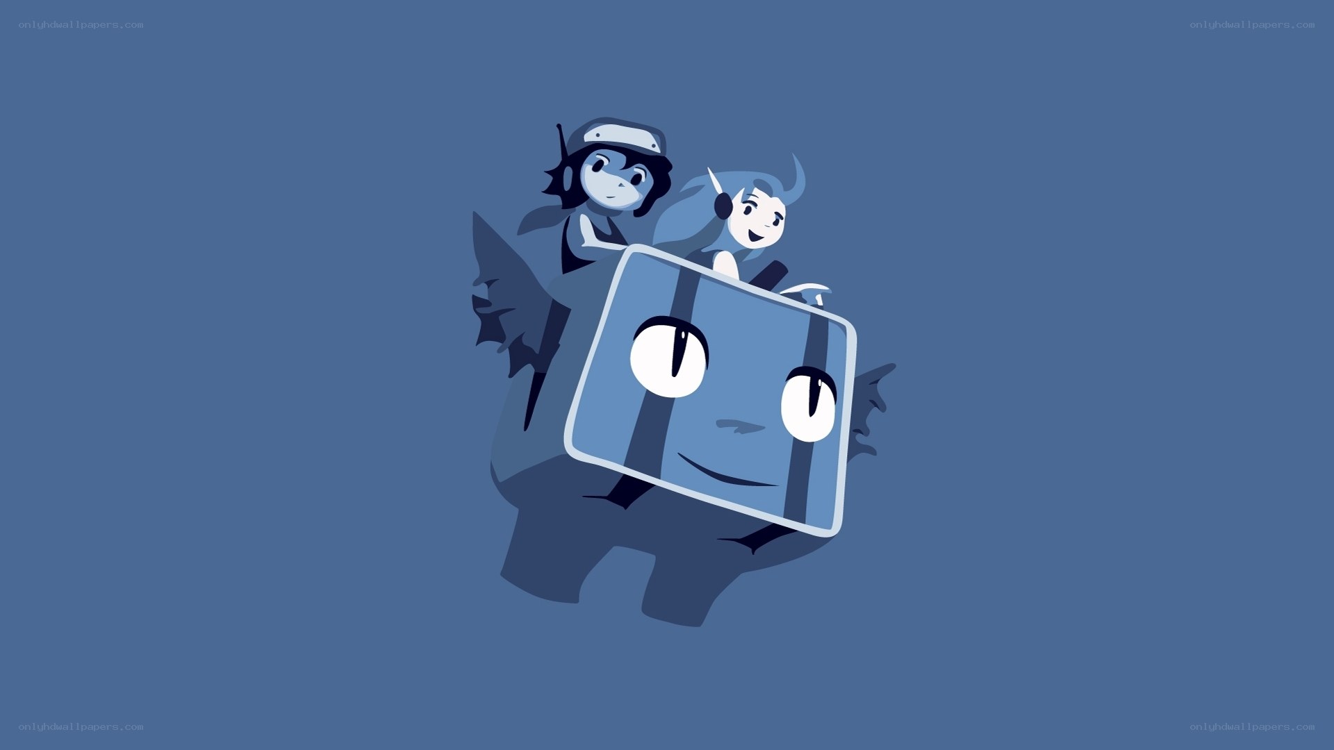 two characters on a flying box