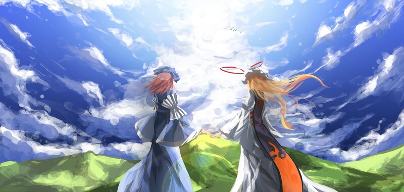 Two characters on a hilltop