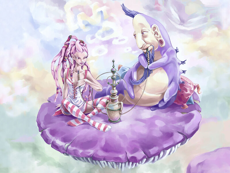 Two Characters on a Mushroom