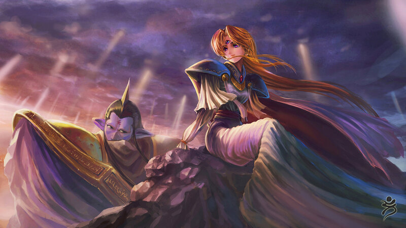 Two Characters on a Rock — Purple, Dramatic