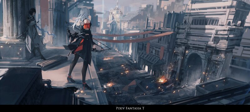 Two Characters on a Rooftop